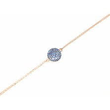 925 Ayar Gümüş Mavi Taşlı Zincir Bileklik, Pembe