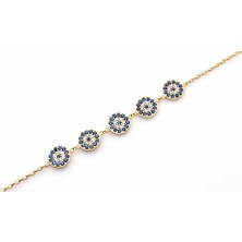 925 Ayar Gümüş Nazar Boncuk Bilekliği, Sarı