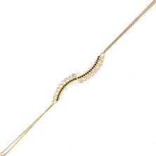 925 Ayar Gümüş Es Modeli Taşlı Bileklik, Sarı