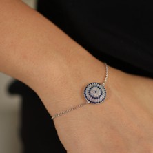 925 Ayar Gümüş Nazar Bileklik, Beyaz