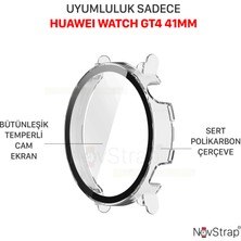 Novstrap Huawei Watch Gt4 41MM ile Uyumlu Ekran Koruyucu Cam ve Kasa Koruyucu Kılıf Sert Pc