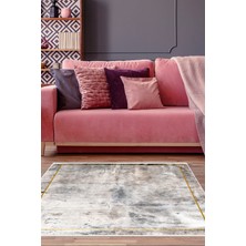 Dekoreko Dijital Salon Halısı Trend Keçe Kaymaz Taban Modern Landen Gri