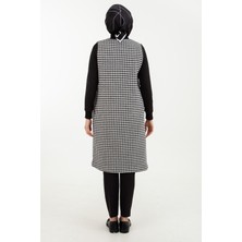 Armine Trend Kazayağı Desenli Fermuarlı Tunik-Siyah 23KT445