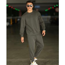 Amor Man Özel Tasarım Baskısız Düz Renk %100 Pamuk 3 Iplik Şardonlu Tam Kışlık Dış Mekan Şık Erkek Eşofman Takımı