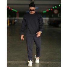 Amor Man Özel Tasarım Baskısız Düz Renk 3 Iplik Şardonlu %100 Pamuk Tam Kışlık Dış Mekan Şık Erkek Eşofman Takımı