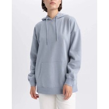 Kübra tekstil Kapüşonlu Basic Kanguru Cepli Oversize  Sweatshirt- 300