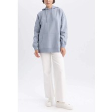 Kübra tekstil Kapüşonlu Basic Kanguru Cepli Oversize  Sweatshirt- 300