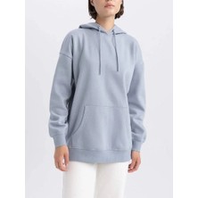 Kübra tekstil Kapüşonlu Basic Kanguru Cepli Oversize  Sweatshirt- 300