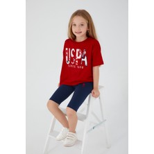U.S. Polo Assn. Kız Garson Bermuda Tayt Takım Kırmızı