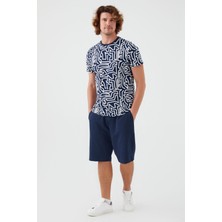 Arnetta Maze Lacivert Erkek Bermuda Pijama Takım