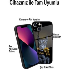 Printify Samsung Galaxy A34 ile Uyumlu  Silikon Arkası Cam Kapak Doberman Tasarımlı Cam Kılıf