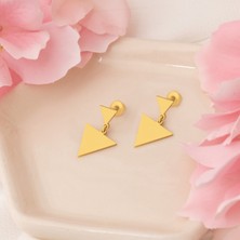 Dkmn Silver Ikili Üçgen Gümüş Küpe