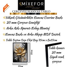 Çerçeveli Çiçekli Tablo -Modern Kanvas Baskı Tablo - Tablo Dıştan Dışa Ölçü 55CMX75CM