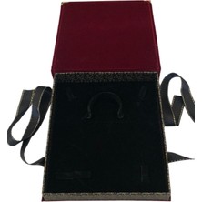 Özer Kutu Kurdelalı Kadife Set Kutusu (18X21 Cm) Bordo