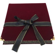 Özer Kutu Kurdelalı Kadife Set Kutusu (18X21 Cm) Bordo