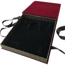 Özer Kutu Kurdelalı Kadife Set Kutusu (18X21 Cm) Bordo