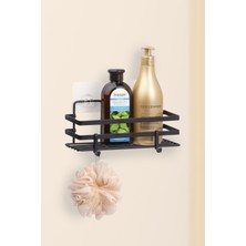 Okyanus Home Sihirli Yapışkan Siyah Lamalı Plastik Banyo Rafı 11X24 cm Dikdörtgen Tasarım Özelliği
