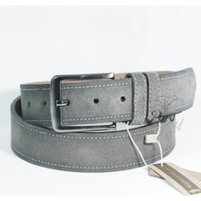 Parscraft  Süet Deri Erkek Kemer Gri 4 cm