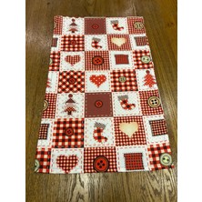 Tuğçe Demir Home Design Yılbaşı Ekose Kalp Desen Runner Supla Set