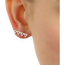 925 Ayar Gümüş Zikzak Earcuff Küpe