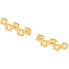 925 Ayar Gümüş Minik Kareler Earcuff Küpe