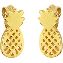 925 Ayar Gümüş Ananas Modeli Küpe, Sarı