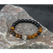 The Stone Passion Obsidyen&Kaplan Gözü Doğal Taş Erkek Bileklik
