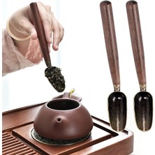 Wangchuang Bronz Çay Kongfu Katı Kolu Ahşap Yaratıcı Çay Aksesuarları Hediye Kürek Retro Çay Kaşığı Töreni Çay Kaşığı Abanoz Vintage Çay (Yurt Dışından)