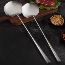 Wangchuang 11X8.5X42.5 cm Paslanmaz Çelik Büyük Uzun Saplı Spatula Kaşık Kepçe Restoran Kantin Şefi Büyük Pot Kürek Mutfak Eşyası Seti Bambu Spatula (Yurt Dışından)