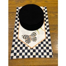 Tuğçe Demir Home Design Kelebek Dama Desen Runner Supla Set