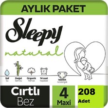Sleepy Natural Jumbo Bebek Bezi 7-14 kg Maxi 4 Numara 208 Li