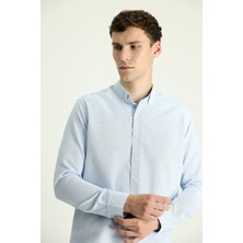 Kiğılı Uzun Kol Slim Fit Dar Kesim Desenli Spor Pamuklu Kolay Ütülenebilir Düğmeli Yaka Gömlek