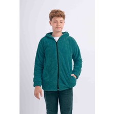 Unisex Genç Çocuk Kapüşonlu Welsoft Peluş Ceket