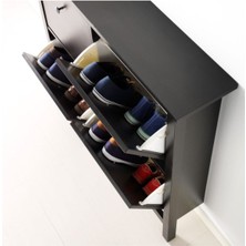 IKEA 4 Bölmeli Hemnes Ayakkabı Dolabı, Venge Kahverengi Renk 107X101 cm Masif Çam Ağacı