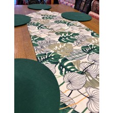 Tuğçe Demir Home Design Soft Yeşilyaprak Desen Runner Supla Set