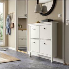 IKEA 4 Bölmeli Hemnes Ayakkabı Dolabı, Beyaz Renk 107X22X101 cm Mdf