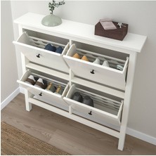 IKEA 4 Bölmeli Hemnes Ayakkabı Dolabı, Beyaz Renk 107X22X101 cm Mdf