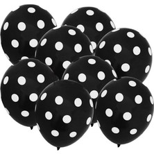 Parti Furyası Siyah Üzeri Beyaz Puanlı Lateks Balon 50 Adet