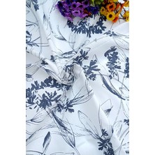 Emtory Home Lacivert Çiçekli 100X100CM Pamuk Keten Masa Örtüsü