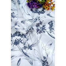 Emtory Home Lacivert Çiçekli 100X100CM Pamuk Keten Masa Örtüsü