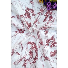 Emtory Home Bordo Çiçekli 160X220CM Pamuk Keten Masa Örtüsü