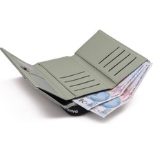 Bukili Bags Su Yeşili Renk Cüzdan Büyük Boy Geniş Çok Bölmeli Özel Kumaş Kadın Cüzdanı