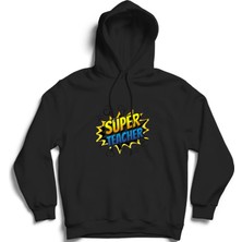 The Fame Super Teacher, Süper Öğretmen, Öğretmenler Günü, Pop-Art Blue Kapüşonlu Sweatshirt Hoodie