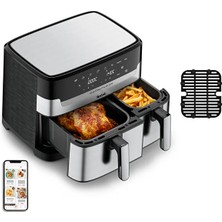 Tefal Airfryer Çift Hazneli Yüksek Kaliteli Easy Fry & Grill İki Sepetli Yağsız Fritöz + Luciole Lambader Hediye