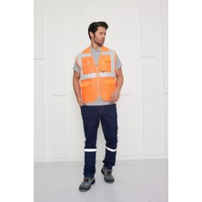 Orange Safety Mühendis Tipi Fileli İkaz Yeleği