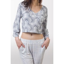 Via Bianco Sensu Crop Uzun Xl Beden Pijama Takımı Xl