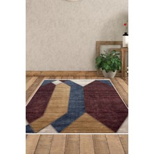 Dekoreko Dijital Salon Halısı Star Pamuk Kaymaz Taban Modern Indiana Renkli