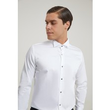 D'S Damat Slim Fit Beyaz Düz Smokin Gömlek