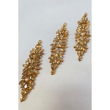 Bal Rengi Damla Mekik Taşlı Ütüyle Yapışan Parlak Taşlı Aplik