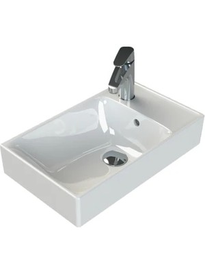 Turkuaz Seramik Sharp 50X30 cm Etajerli Lavabo